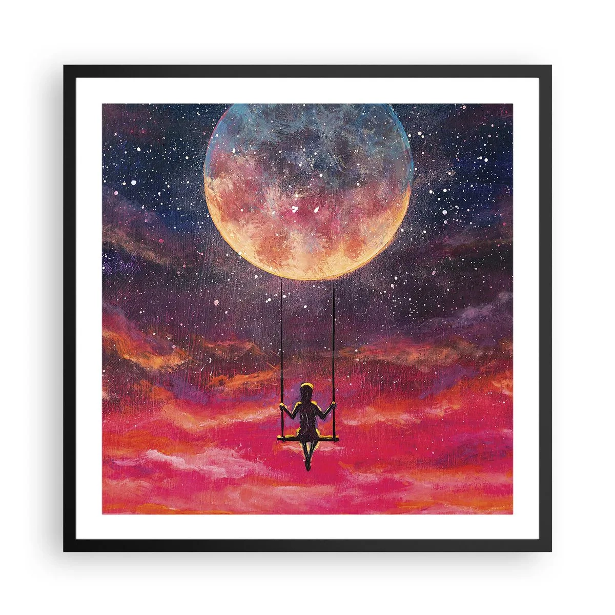Affisch i svart ram - Sväva i molnen - 60x60 cm