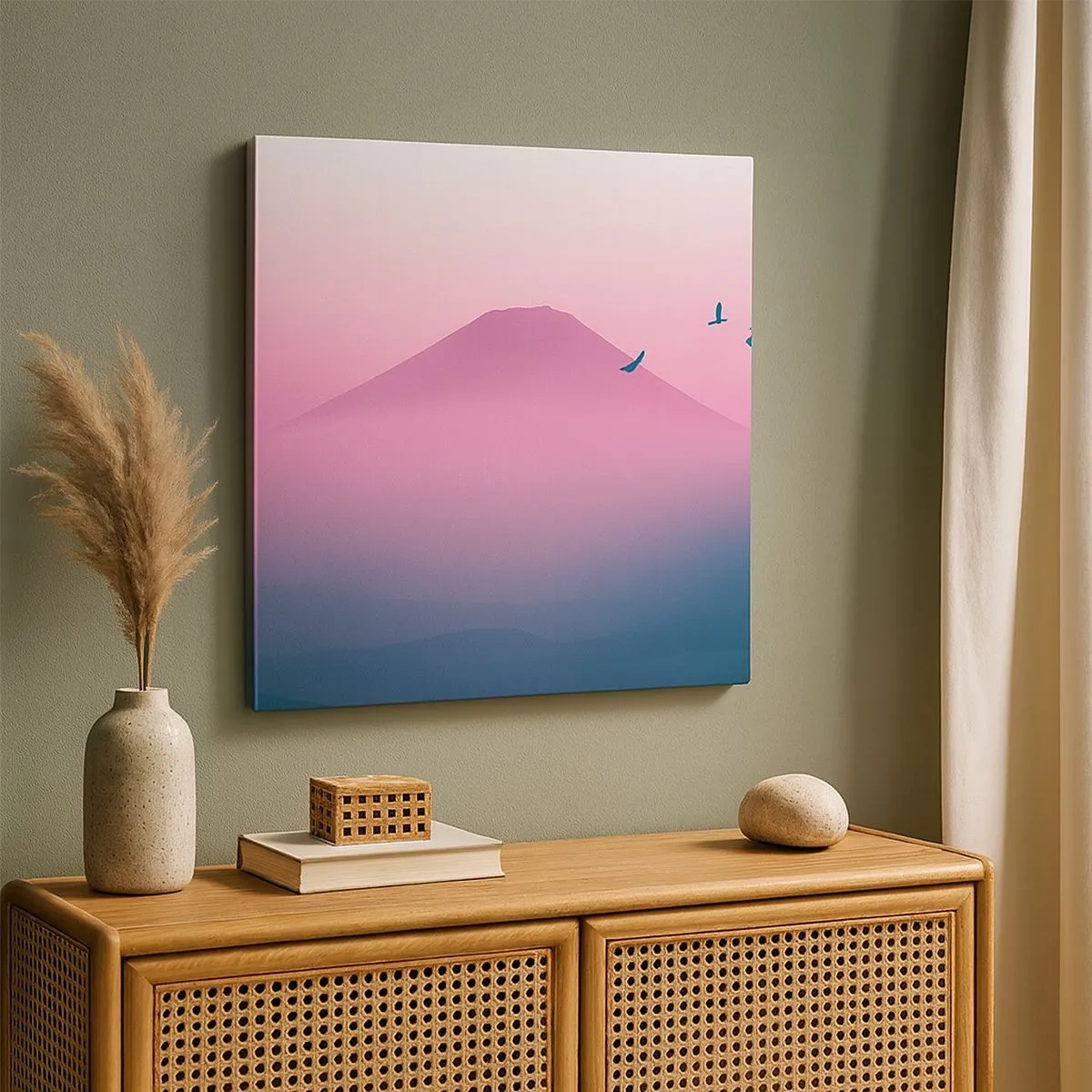 Canvastavla - Bild på duk - Vandrare över molnen - 30x30 cm