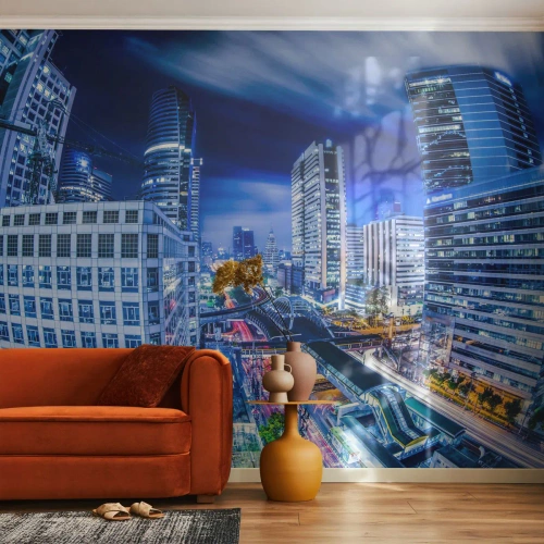 Fototapet Premium Canvas - Stadens nattrytmer - Stad, Bangkok, Arkitektur - 400x280 cm