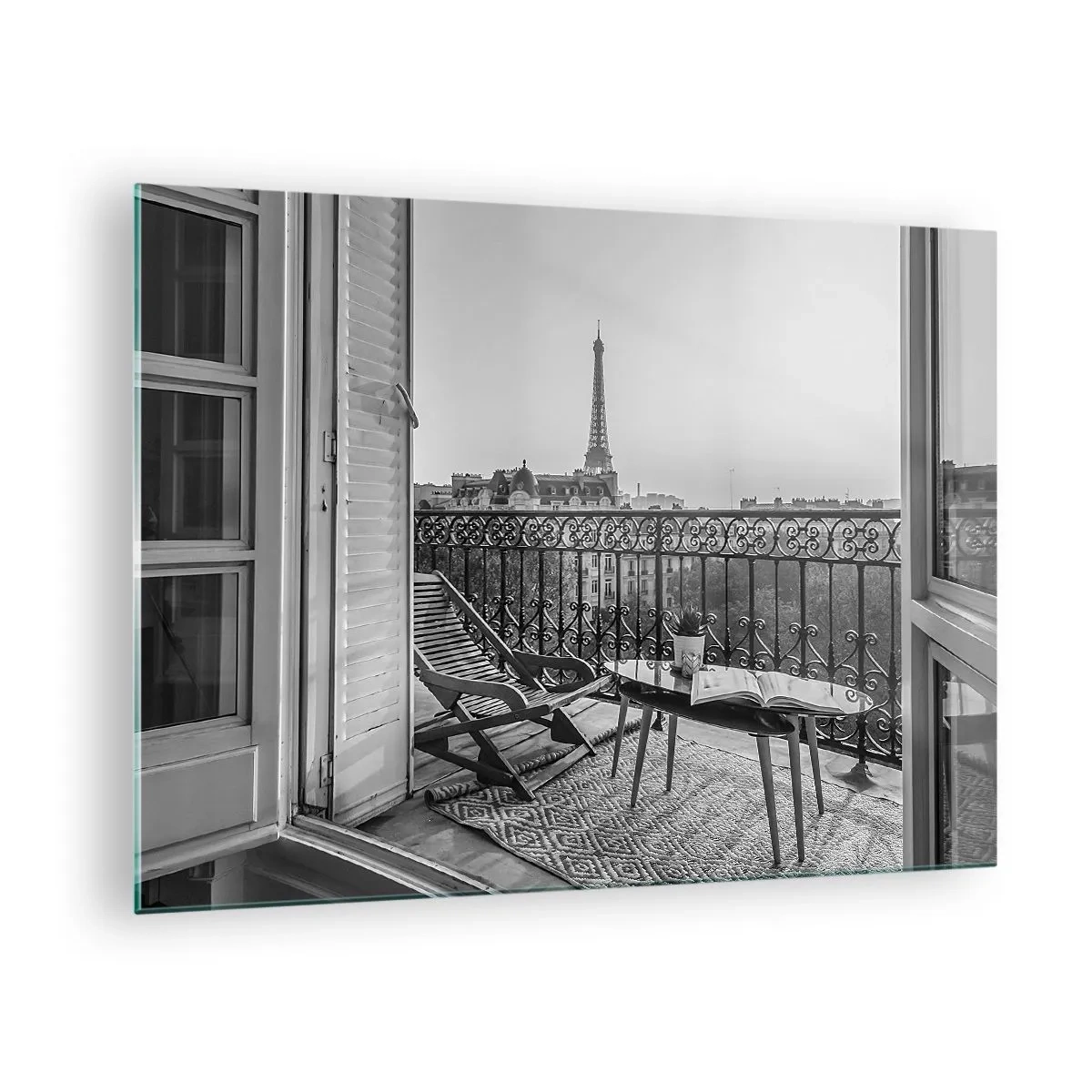 Glastavla - Bild på glas - En parisisk eftermiddag - 70x50cm - En eftermiddag i Paris - Modern väggdekoration för vardagsrum och sovrum ARTTOR