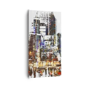 Canvastavla - Bild på duk - Blinkande stad - 65x120 cm