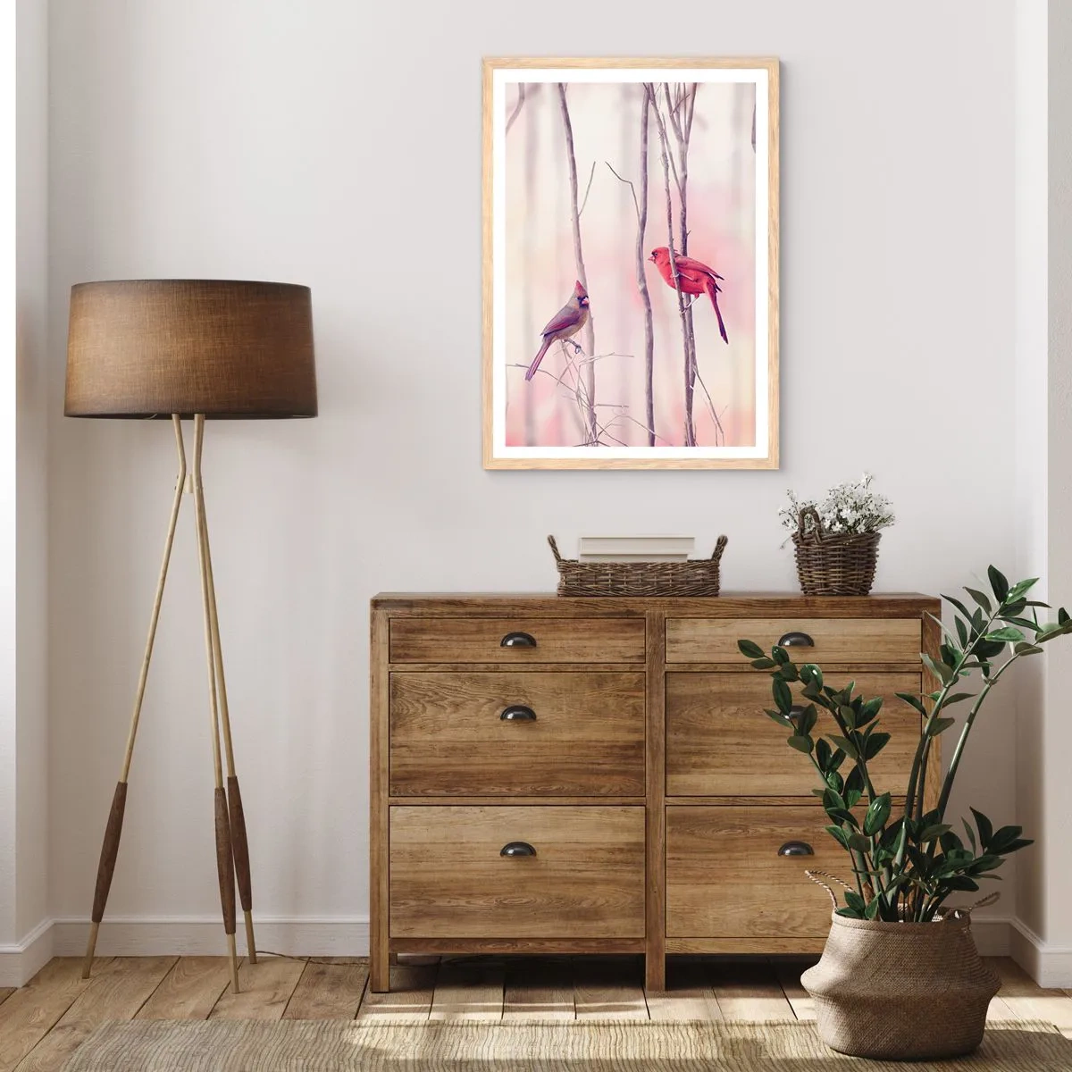 Affisch i ram av ljusek - Rosa skogens saga - 50x70 cm