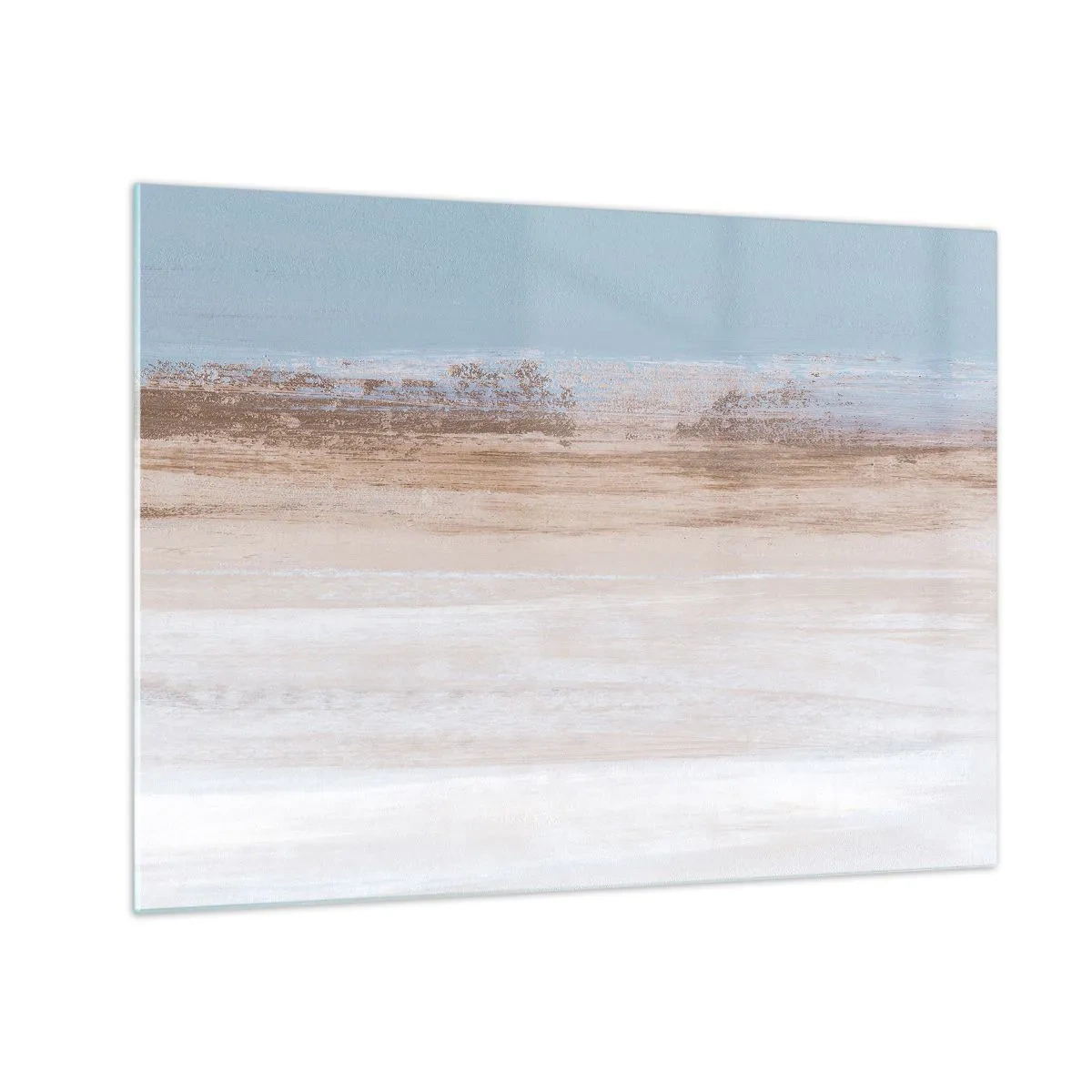 Glastavla - Bild på glas - Abstrakt landskap med pastellfärgad himmel och jord - 70x50cm - Tvetydigt landskap - Modern väggdekoration för vardagsrum och sovrum ARTTOR