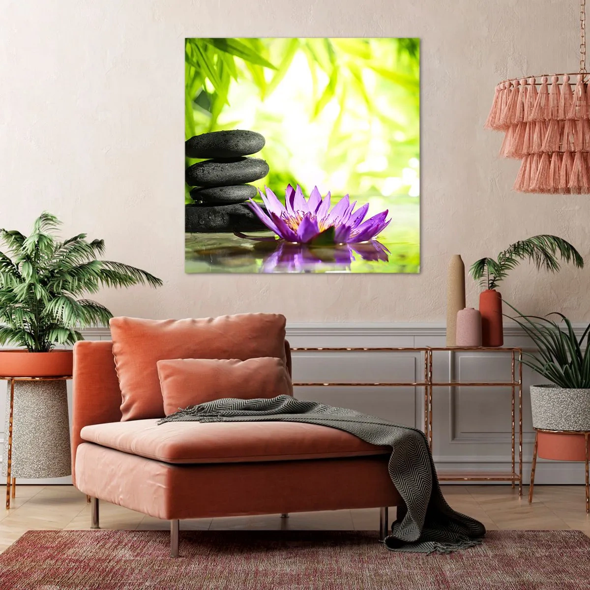 Canvastavla - Bild på duk - I en bambushage - 70x70 cm