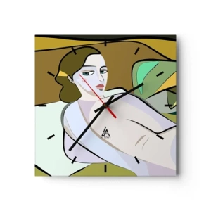 Väggklocka - Klocka på glas - Intim porträtt - 40x40 cm