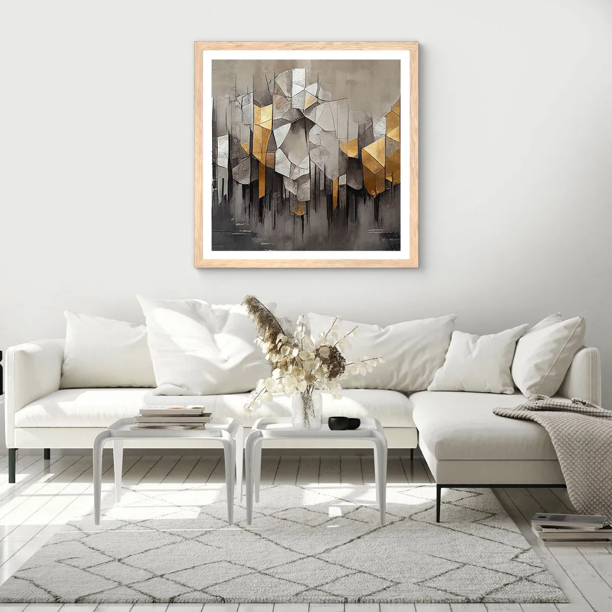 Affisch i ram av ljusek - Komposition av is och ljus - 60x60 cm