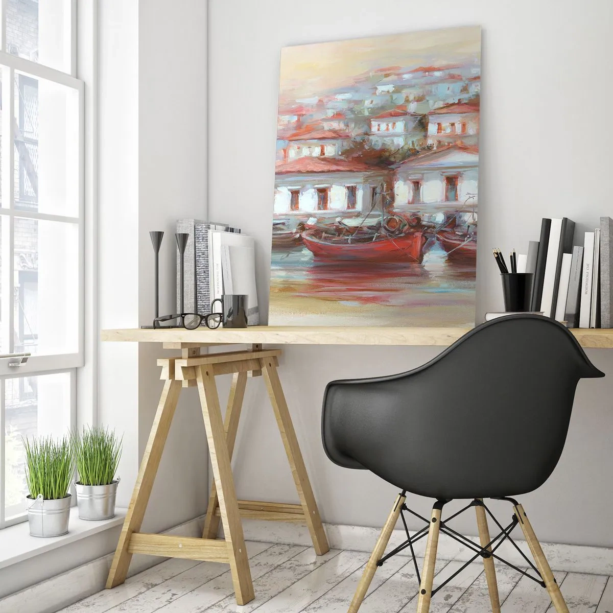 Glastavla - Bild på glas - Lycklig stad - 50x70 cm