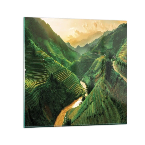 Glastavla - Bild på glas - Vietnamesisk dal - 50x50 cm