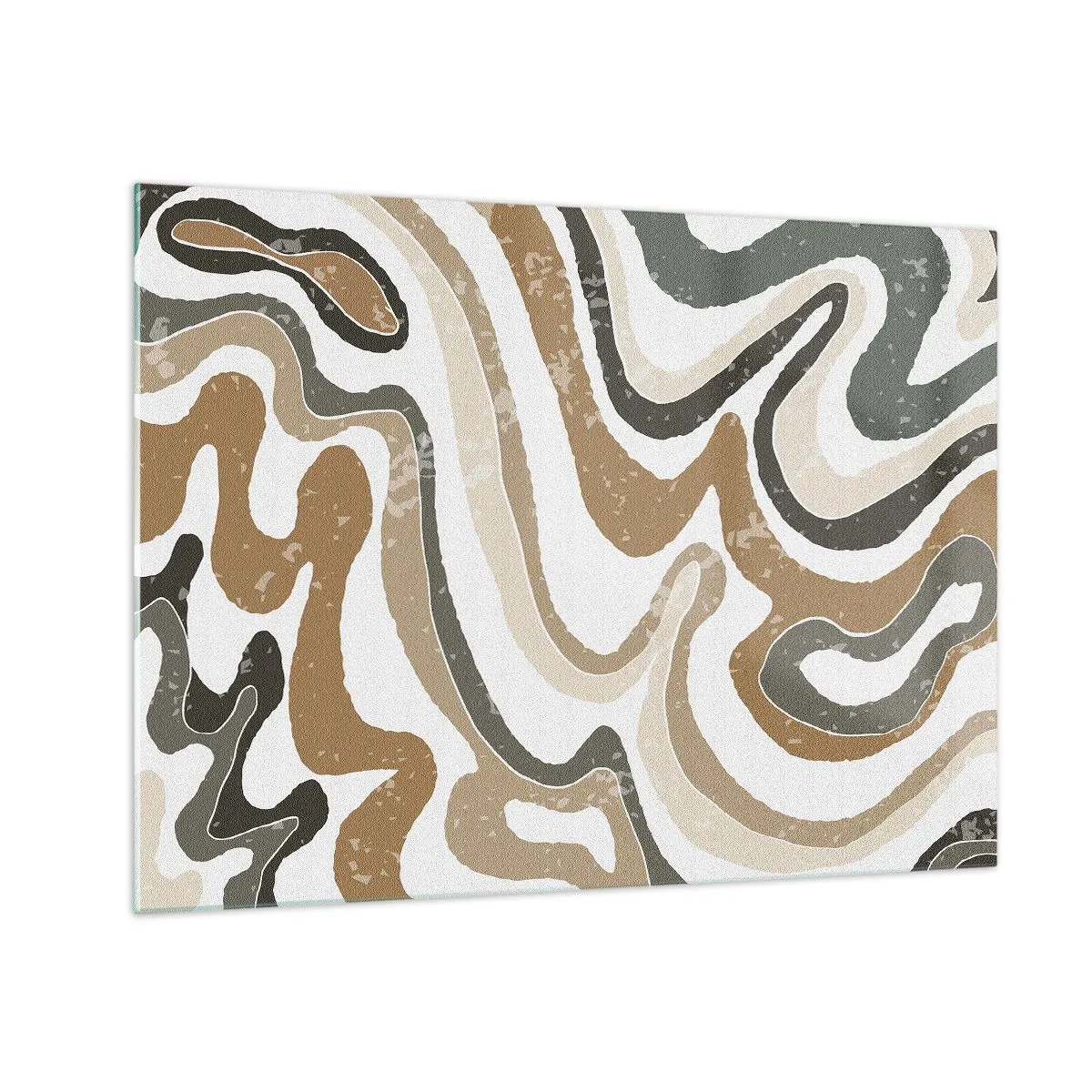 Glastavla - Bild på glas - Abstrakt mönster i jordnära färger - 70x50cm - Meandrar av jordnära färger - Modern väggdekoration för vardagsrum och sovrum ARTTOR