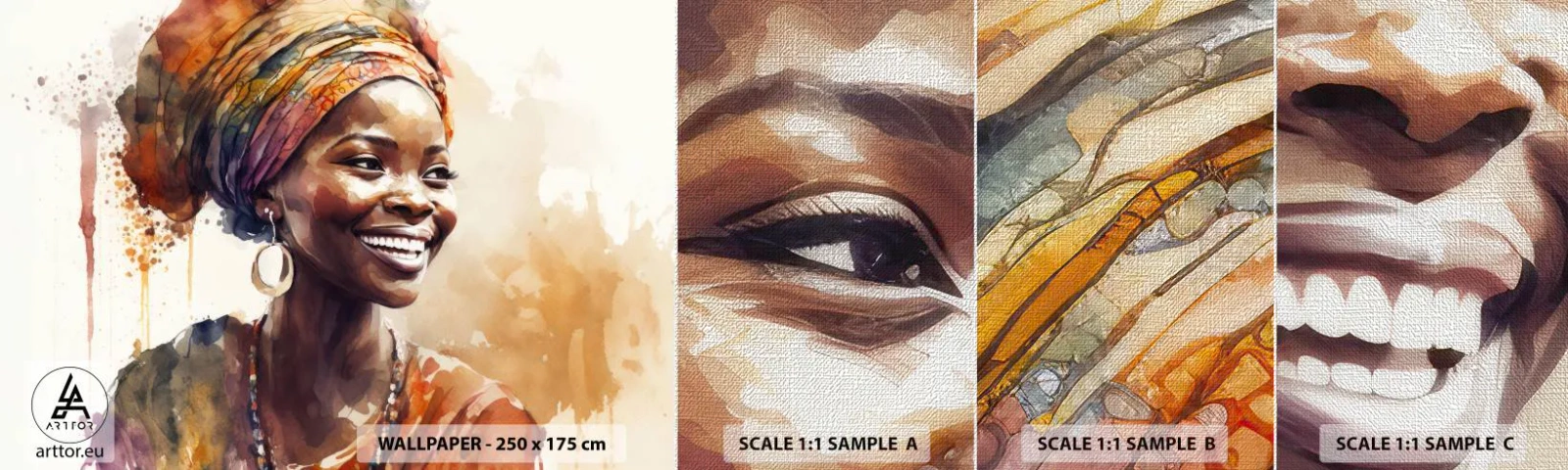 Provbit av fototapet Premium Canvas - Afrikansk drottning - Kvinna, afroamerikan, Porträtt - 100x30 cm