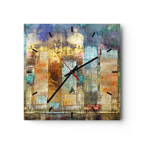 Väggklocka - Klocka på glas - Solig metropol - 30x30 cm
