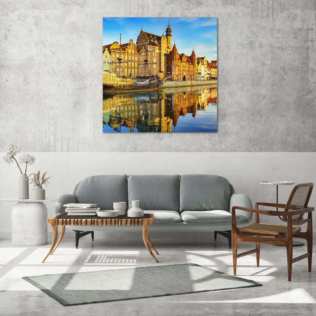 Glastavla - Bild på glas - Det förflutnas spegelbild - 60x60 cm