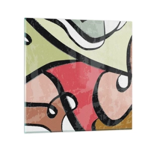 Glastavla - Bild på glas - Pirouetter bland färger - 50x50 cm