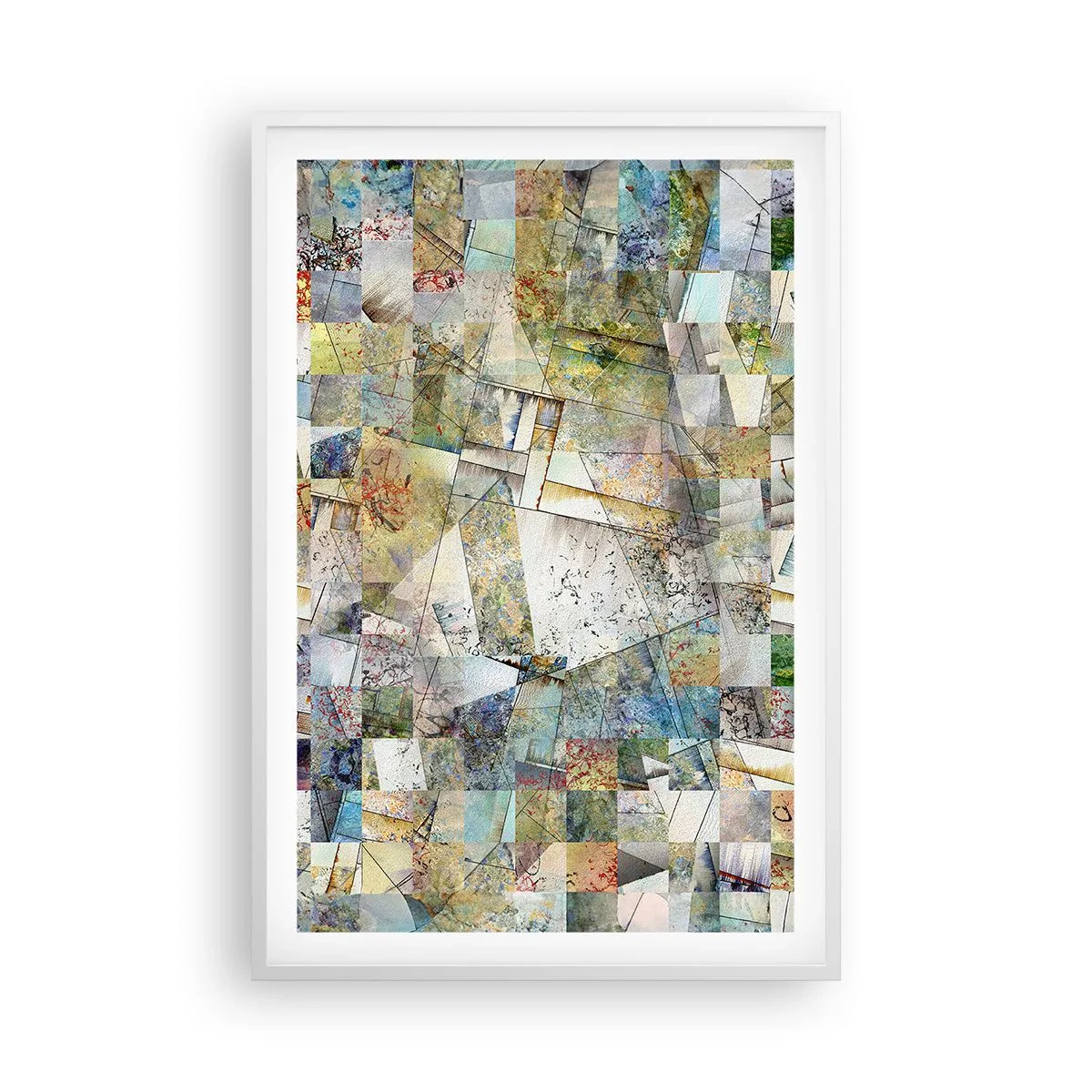 Affisch i vit ram - Geometrisk omblandning - 61x91 cm