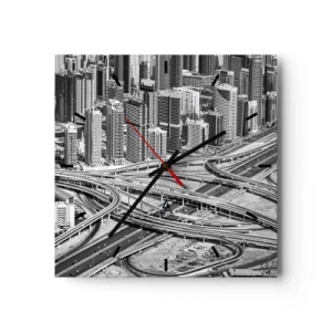 Väggklocka - Klocka på glas - Dubai - en omöjlig stad - 40x40 cm