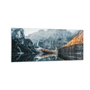 Glastavla - Bild på glas - Spegellandskap - 100x40 cm