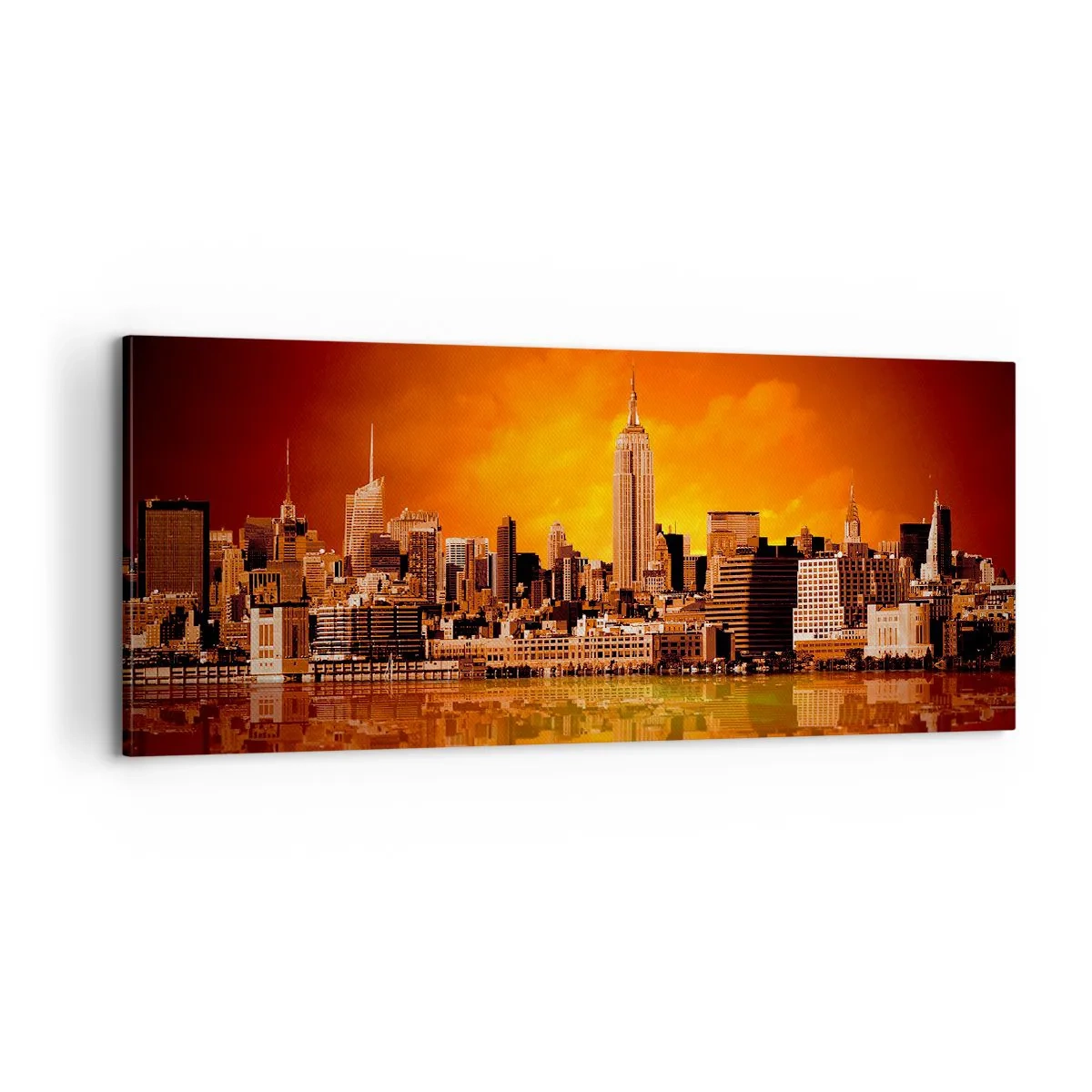 Canvastavla - Bild på duk - Stostadspanorama i gul och brunt - 100x40 cm