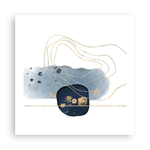 Affisch - Blå-guld fantasi - 50x50 cm