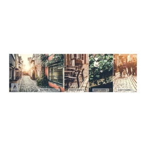 Provbit av självhäftande fototapet Deluxe Sticker - Rosgränd i rosa sken - Stad, Nederländerna, Arkitektur - 100x30 cm