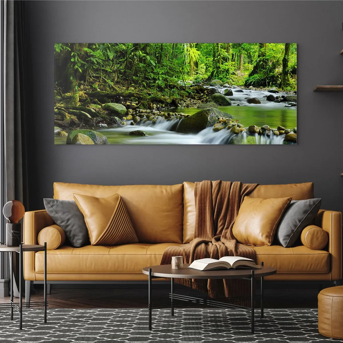 Glastavla - Bild på glas - Simma i grönskans hav - 120x50 cm