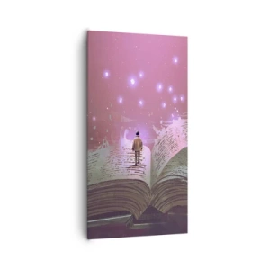 Canvastavla - Bild på duk - Inbjudan till en annan värld - läs! - 65x120 cm