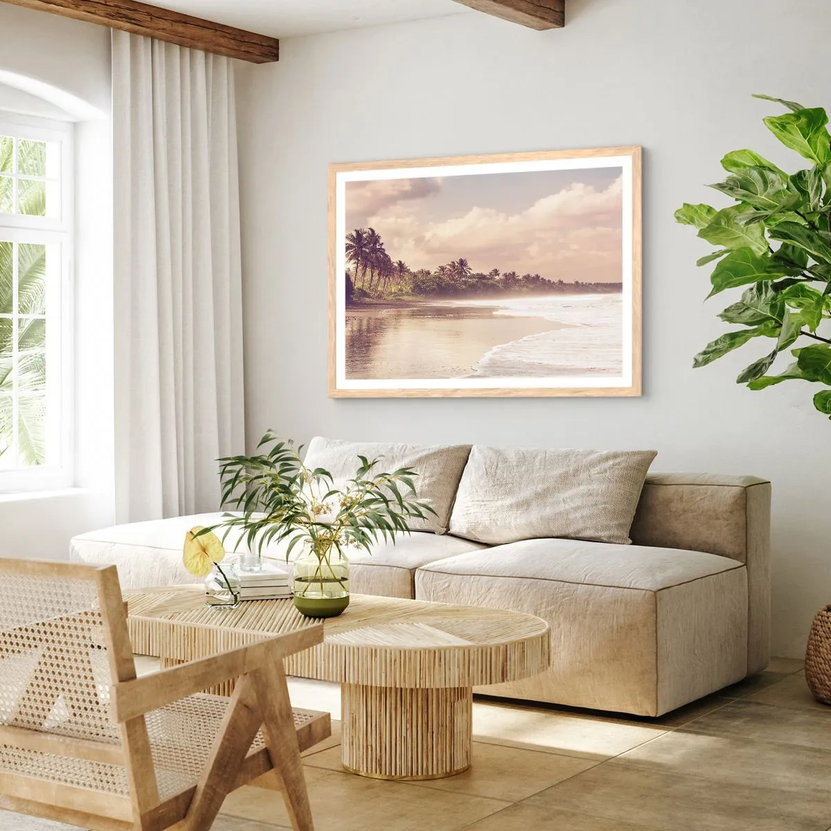 Affisch i ram av ljusek - Vågornas smekning - 70x50 cm