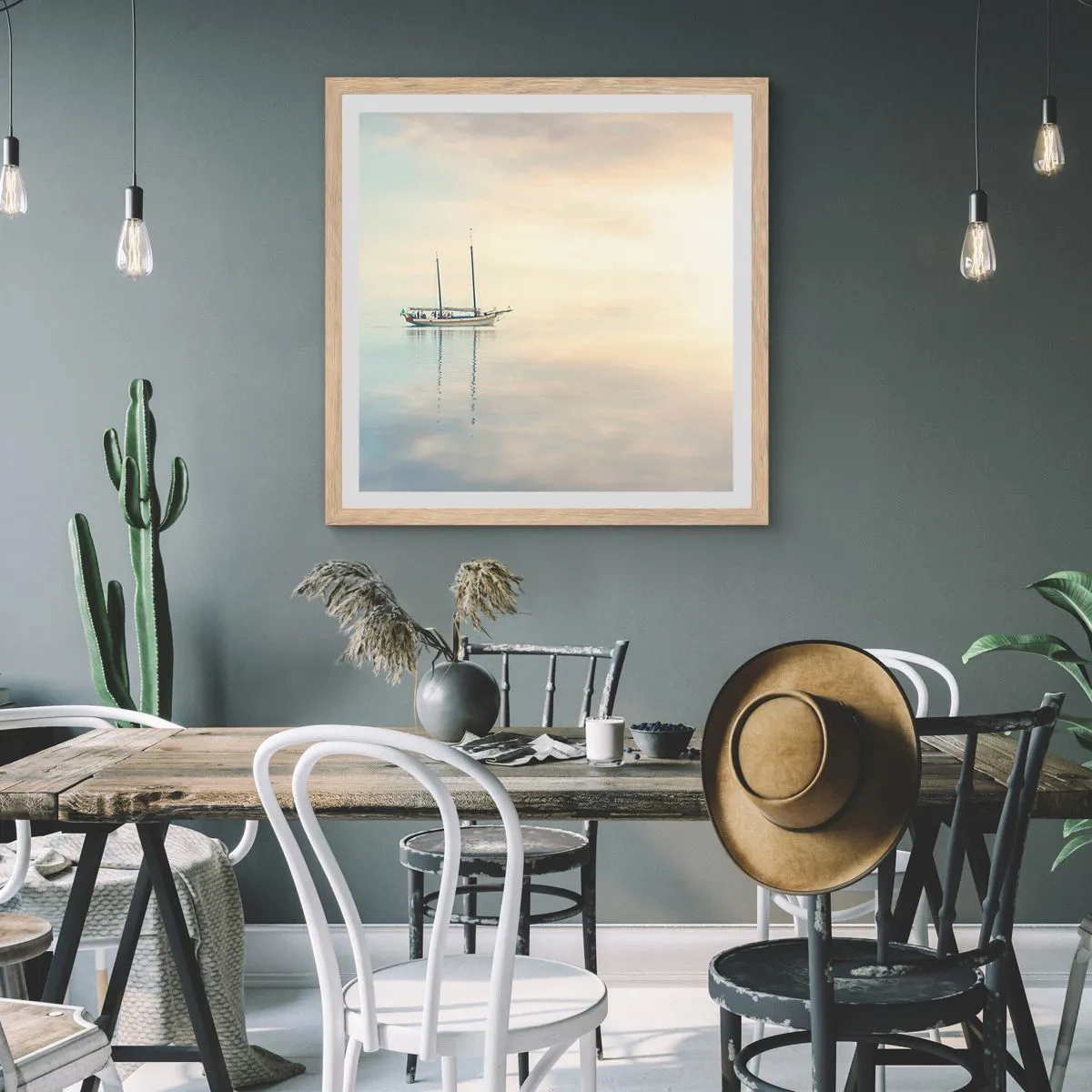 Affisch i ram av ljusek - I ett hav av tystnad - 60x60 cm