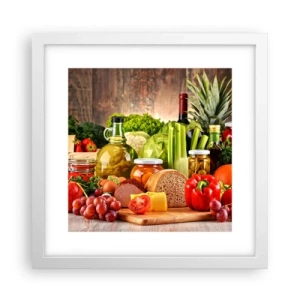 Affisch i vit ram - Rökt, ugnstekt, marinerad - 30x30 cm