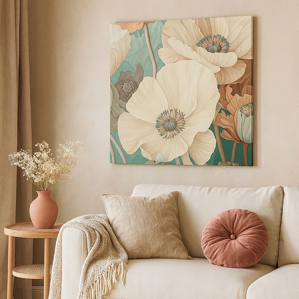 Canvastavla - Bild på duk - Viskningar av vallmo - 30x30 cm