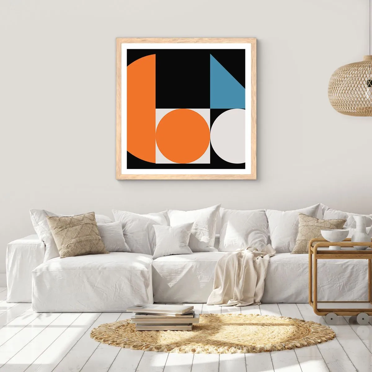 Affisch i ram av ljusek - Geometriska figurer - 60x60 cm