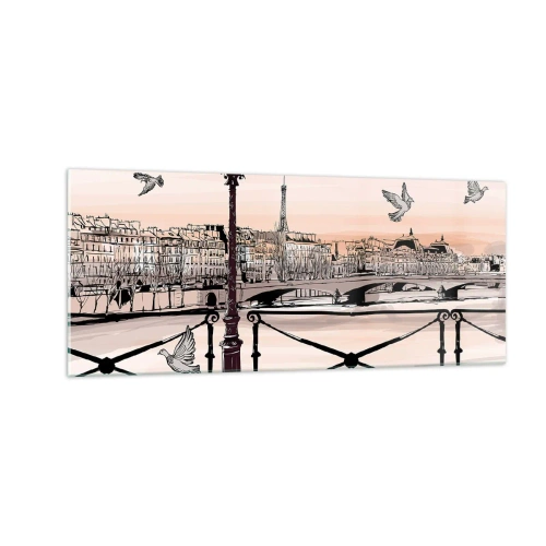 Glastavla - Bild på glas - Över Paris tak - 100x40 cm