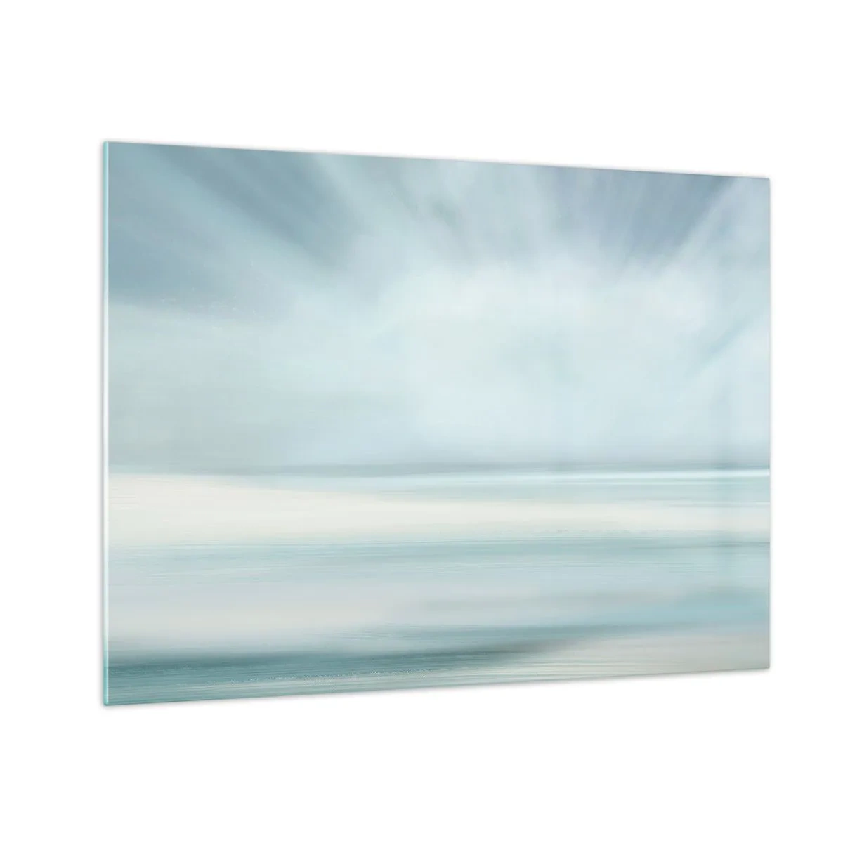 Glastavla - Bild på glas - Suddig abstraktion i nyanser av blått, vitt och grått - 70x50cm - Fred hela vägen till horisonten - Modern väggdekoration för vardagsrum och sovrum ARTTOR