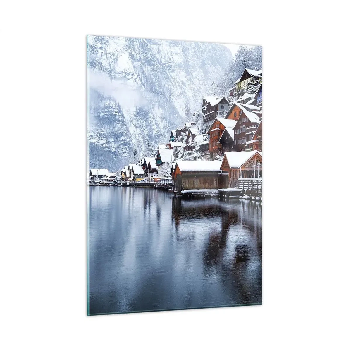 Glastavla - Bild på glas - I vinterns dräkt - 50x70 cm