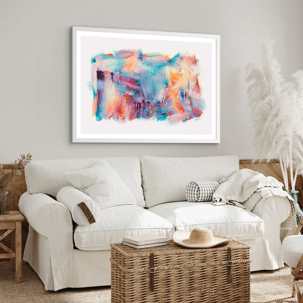 Affisch i vit ram - Färgglad röra - 70x50 cm