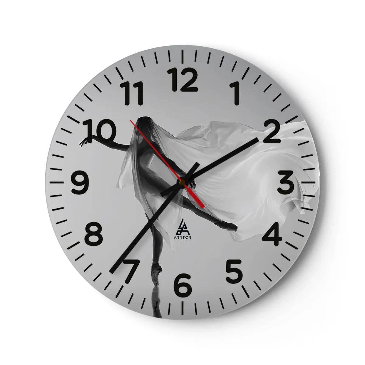 Väggklocka - Klocka på glas - Lätthet och grace - 40x40 cm