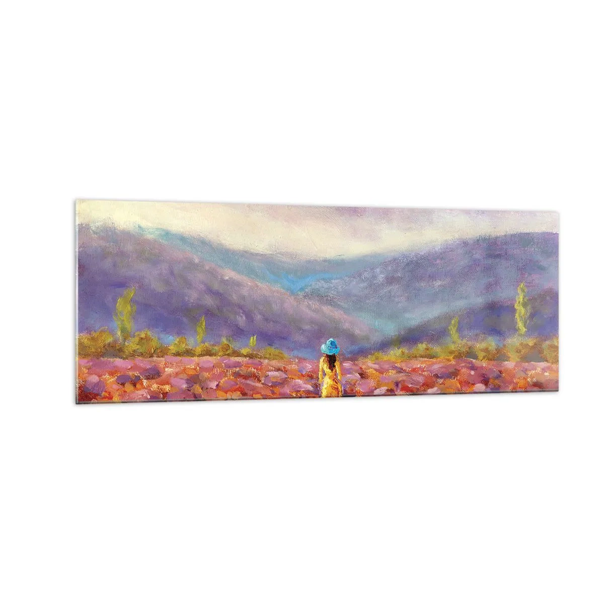 Glastavla - Bild på glas - I lavendelsvärld - 140x50 cm