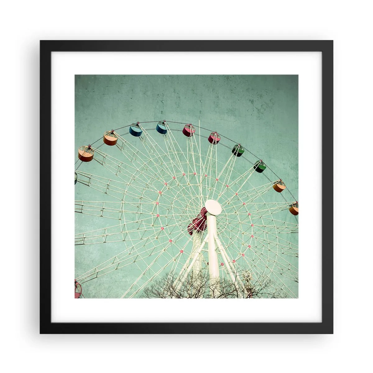 Affisch i svart ram - Välkommen att ha kul - 40x40 cm