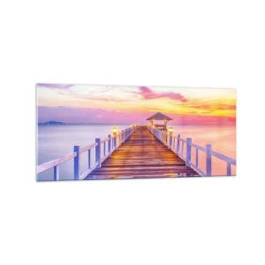 Glastavla - Bild på glas - Kvällens lila-guld tystnad - 120x50 cm