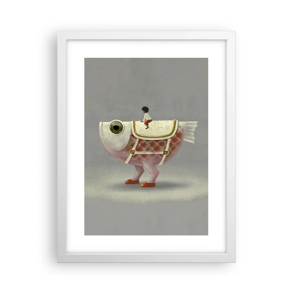 Affisch i vit ram - Fiskryttare - 30x40 cm