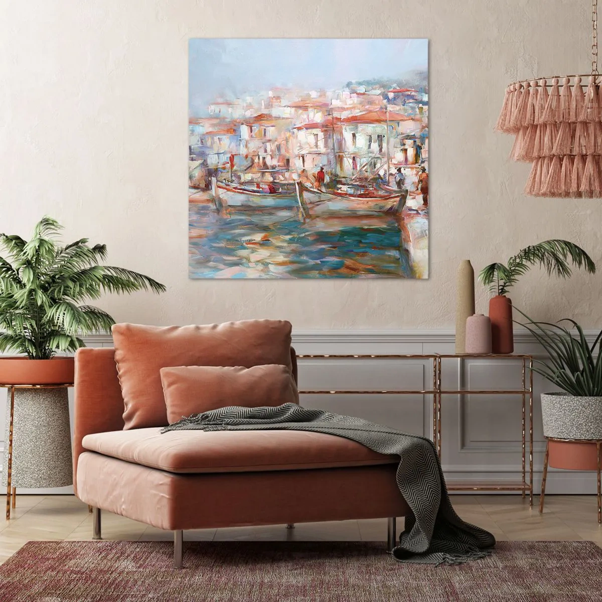 Canvastavla - Bild på duk - Pastellfärgad semester - 70x70 cm