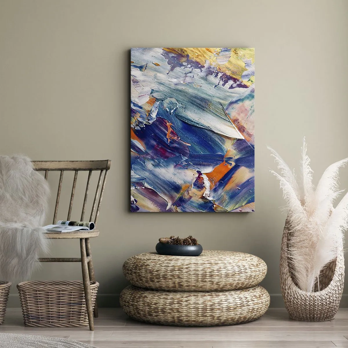 Canvastavla - Bild på duk - Färgkaos - 65x120 cm