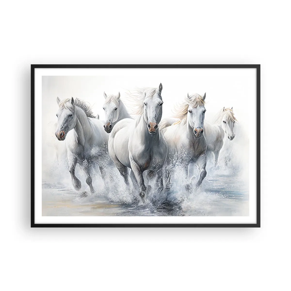 Affisch i svart ram - Vit magi - 100x70 cm