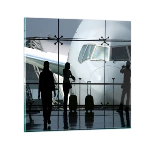 Glastavla - Bild på glas - Vis a vis på flygplatsen - 60x60 cm