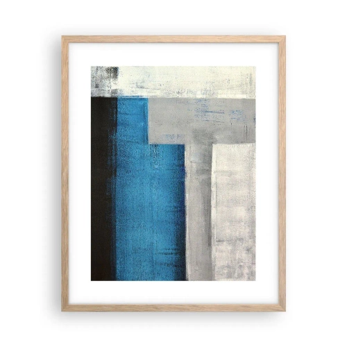 Affisch i ram av ljusek - Poetisk komposition av grått och blått - 40x50 cm