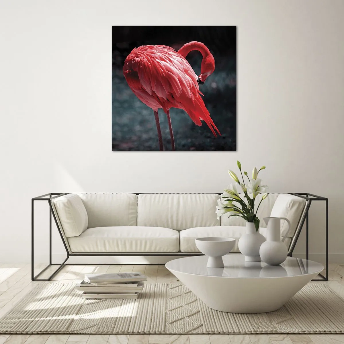 Glastavla - Bild på glas - Djuprött naturpoem - 60x60 cm