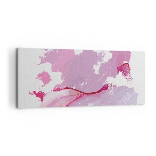 Canvastavla - Bild på duk - Karta över en rosa värld - 100x40 cm