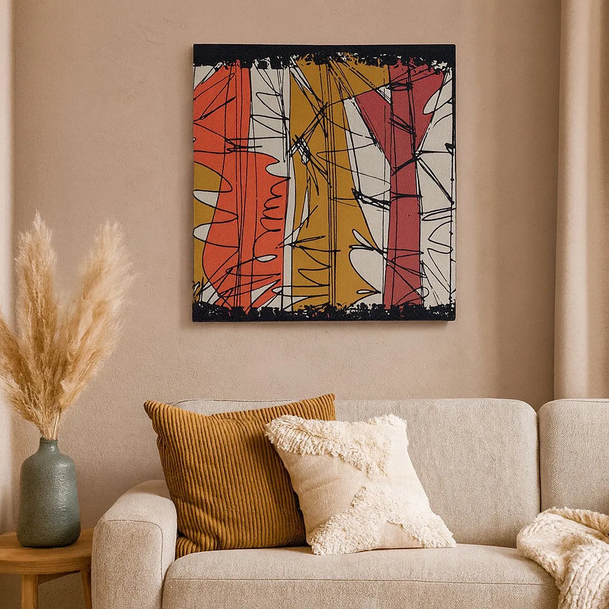 Canvastavla - Bild på duk - Spontan komposition - 30x30 cm