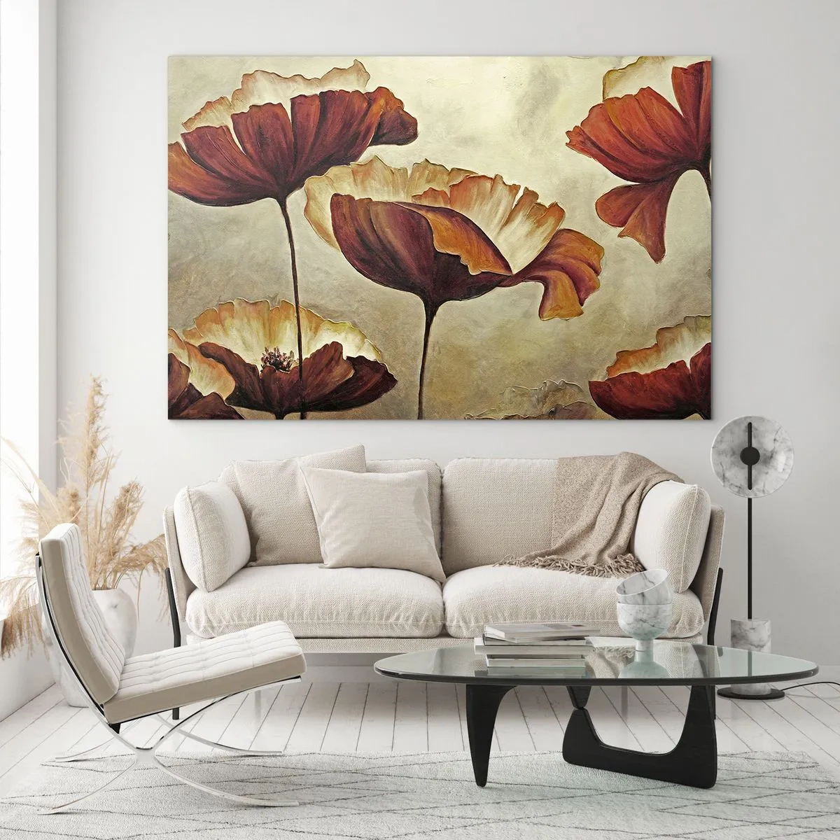 Glastavla - Bild på glas - Ängsblommor - 100x70 cm