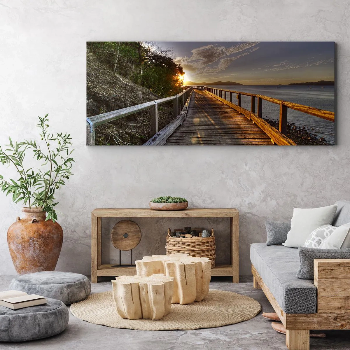 Canvastavla - Bild på duk - Gå, fortsätt gå mot solen - 90x30 cm