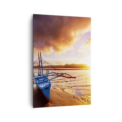 Canvastavla - Bild på duk - Lägga sig på sanden efter hela dan - 70x100 cm